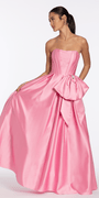 Strapless Satin Corset Ballgown with Side Bow - Camille La Vie