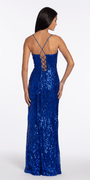 Strappy Back Sweetheart Sequin Column Dress with Side Slit - Camille La Vie