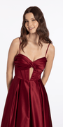 Satin Sweetheart Twist Corset Ballgown with Pockets - Camille La Vie