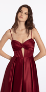 Satin Sweetheart Twist Corset Ballgown with Pockets - Camille La Vie