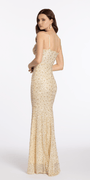 Mesh Beaded Cowl Neck Column Dress - Camille La Vie