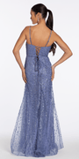 Glitter Mesh Notch Sweetheart Corset Trumpet Dress - Camille La Vie