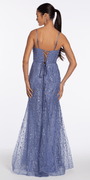 Glitter Mesh Notch Sweetheart Corset Trumpet Dress - Camille La Vie