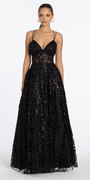 Glitter Illusion Sweetheart Corset Ballgown with Pockets - Camille La Vie
