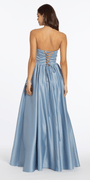 Strapless Satin Cowl Corset Lace Up Back Ballgown - Camille La Vie