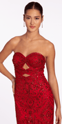 Sweetheart Glitter Mesh Mermaid Dress with Peek-a-Boo Bodice - Camille La Vie