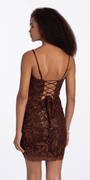 brown/size/4/missy/Camille La Vie /Glitter Mesh Bodycon Dress with Illusion Corset Bodice/back