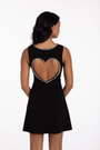 Rhinestone Open Heart Back Scuba Skater Dress - Camille La Vie