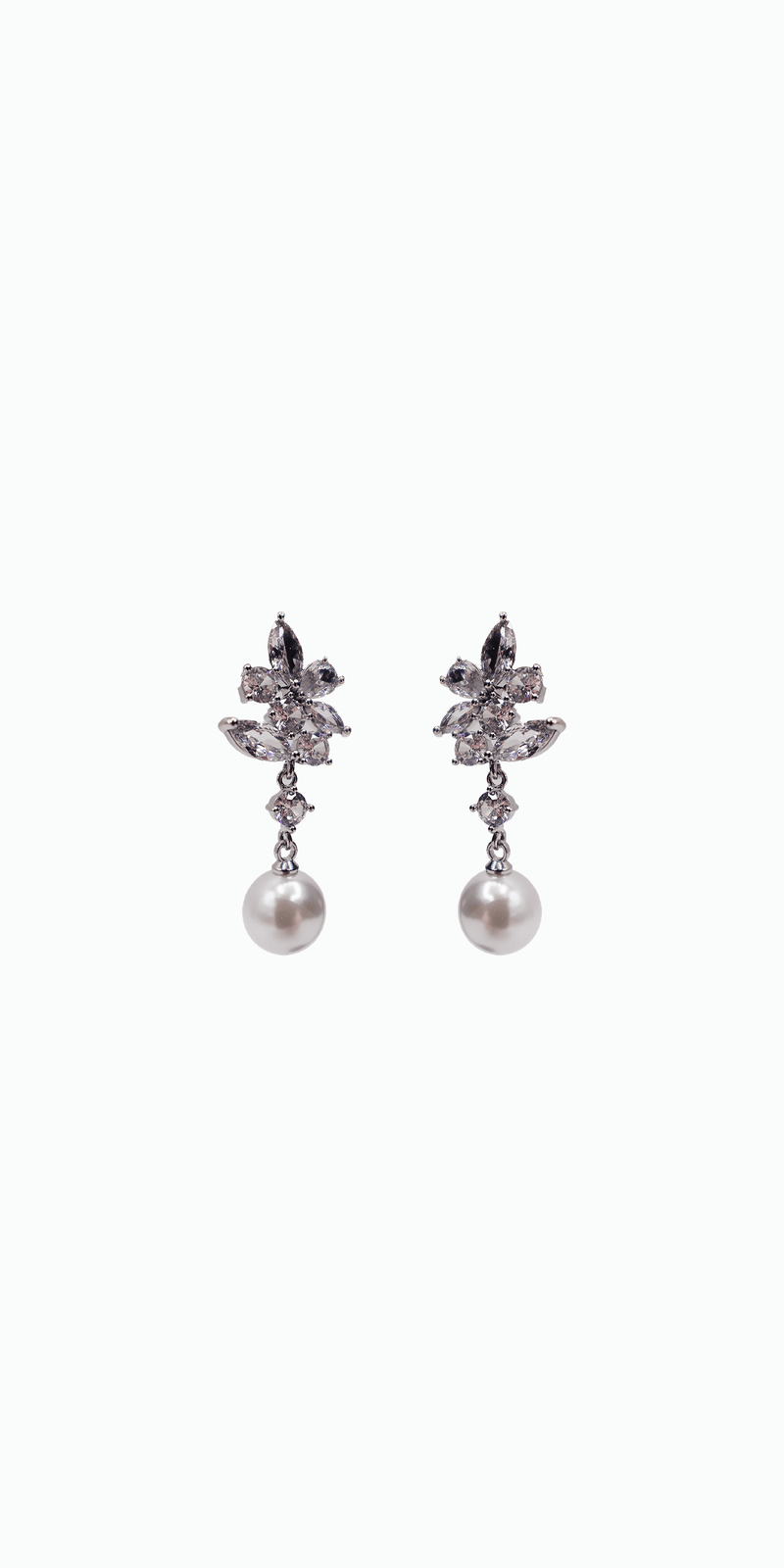  silver /one size/ Camille La Vie/Rhinestone Cluster Pearl Drop Earrings /front