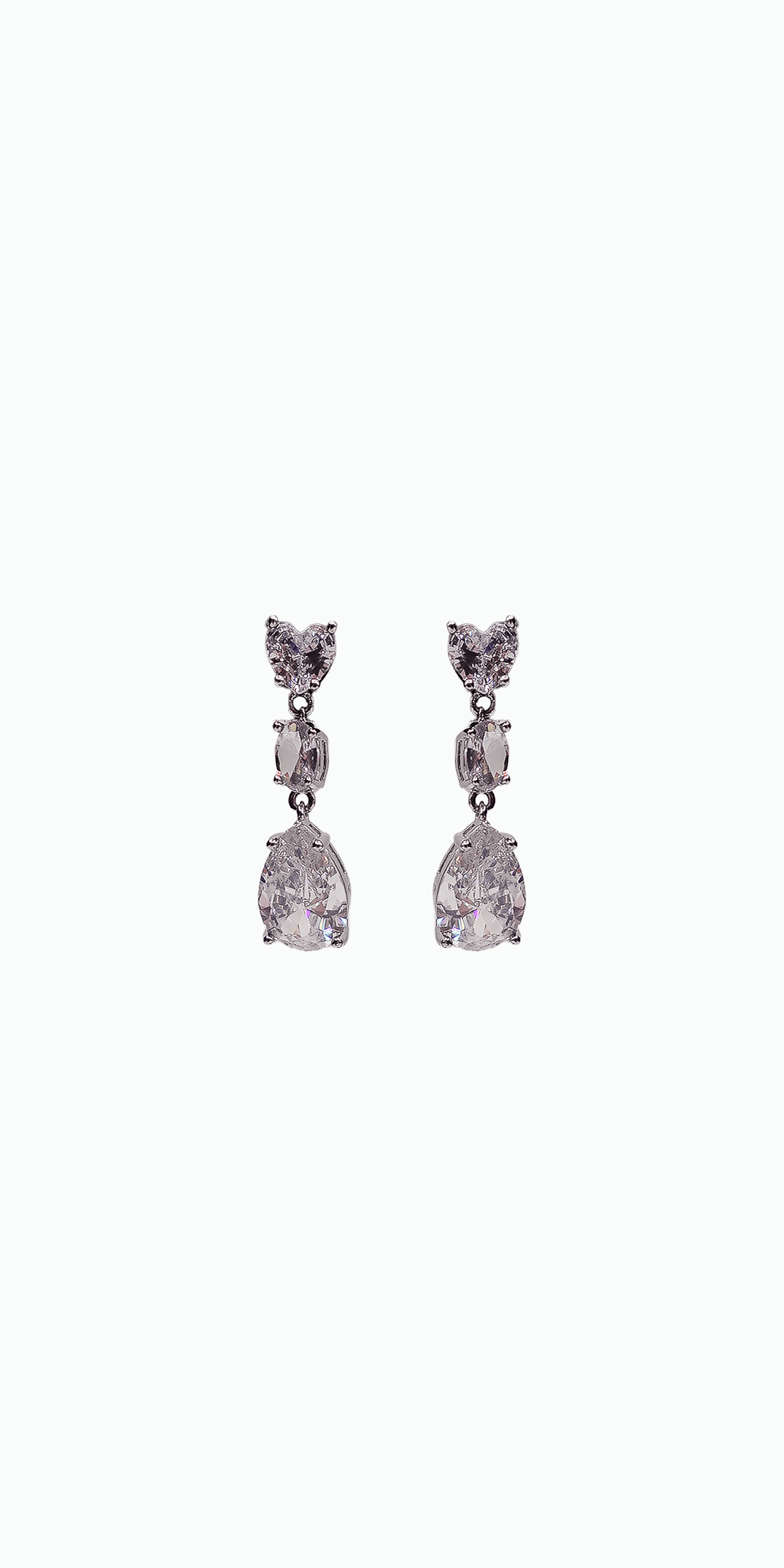  silver/ one size/ Camille La Vie/Triple Stone Pear Shape Cubic Zirconia Earrings/front