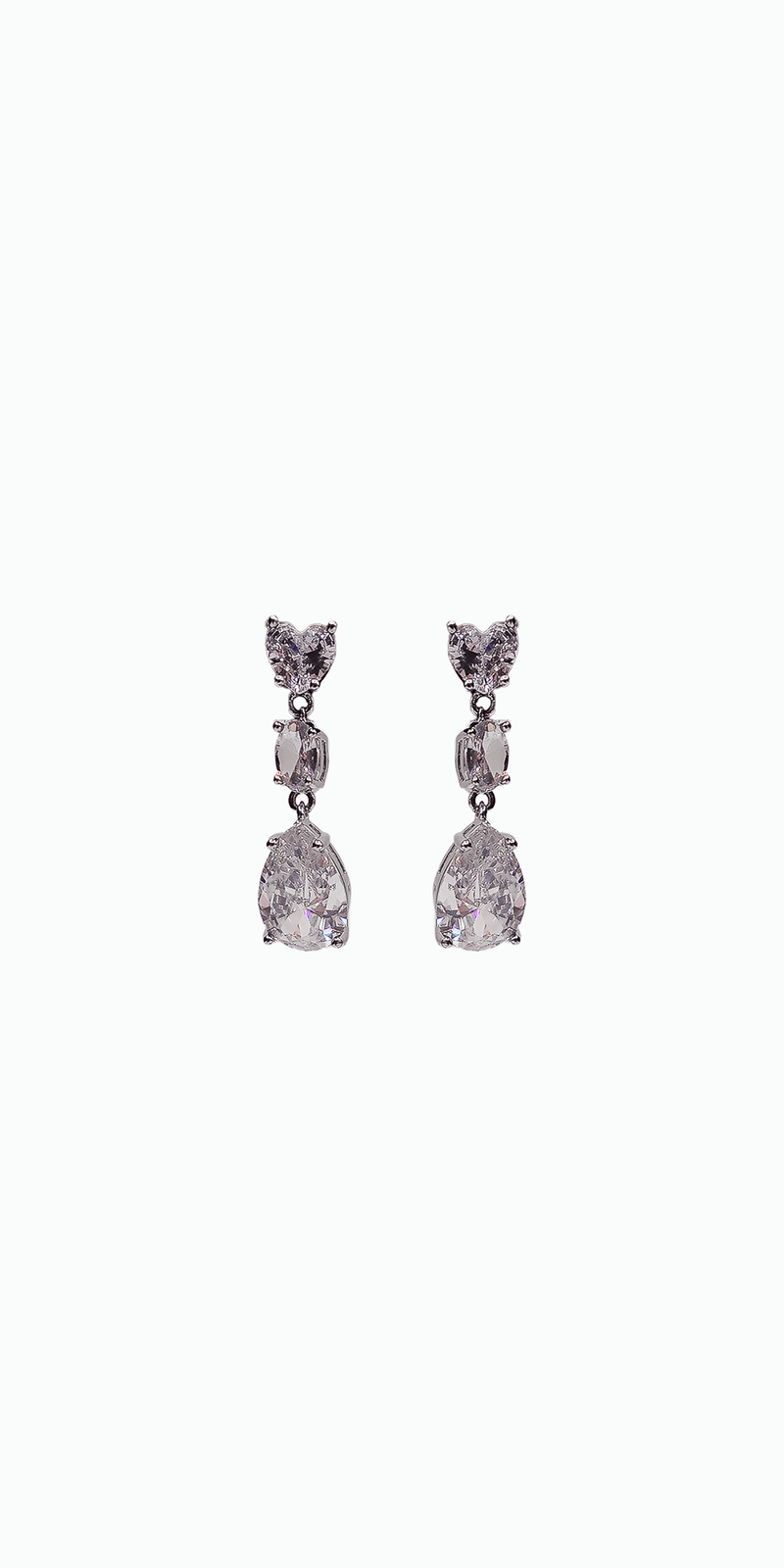  silver/ one size/ Camille La Vie/Triple Stone Pear Shape Cubic Zirconia Earrings/front
