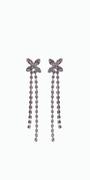  silver/one size/ Camille La Vie/Rhinestone Butterfly Double Stand Earrings/front