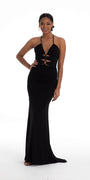 Jersey Triple Cut Out Dress with Sweep Train - Camille La Vie