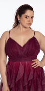 Ombre Glitter Mesh V Neck Ballgown with Tendrils - Camille La Vie