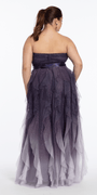 Pleated Strapless Ombre Glitter Mesh A Line Dress - Camille La Vie
