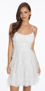 Scoop Glitter Lace Up Back Dress with Corkscrew Skirt - Camille La Vie