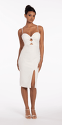 Sweetheart Scuba Peek-a-Boo Midi Dress with Rhinestones - Camille La Vie