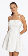 Floral Jacquard Foldover Square Neck Skater Dress - Camille La Vie