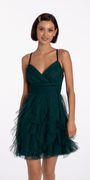 Pleated Mesh Sweetheart Lace Up Back Fit and Flare Dress - Camille La Vie