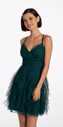 Pleated Mesh Sweetheart Lace Up Back Fit and Flare Dress - Camille La Vie