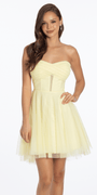 Strapless Mesh Corset Fit and Flare Dress with Twist Bodice - Camille La Vie