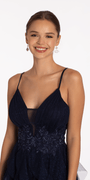 Glitter Illusion Tiered Plunge Fit and Flare Dress - Camille La Vie