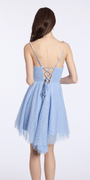 Camille La Vie Glitter Mesh Scoop Neck Fit and Flare Dress with Pearl Straps