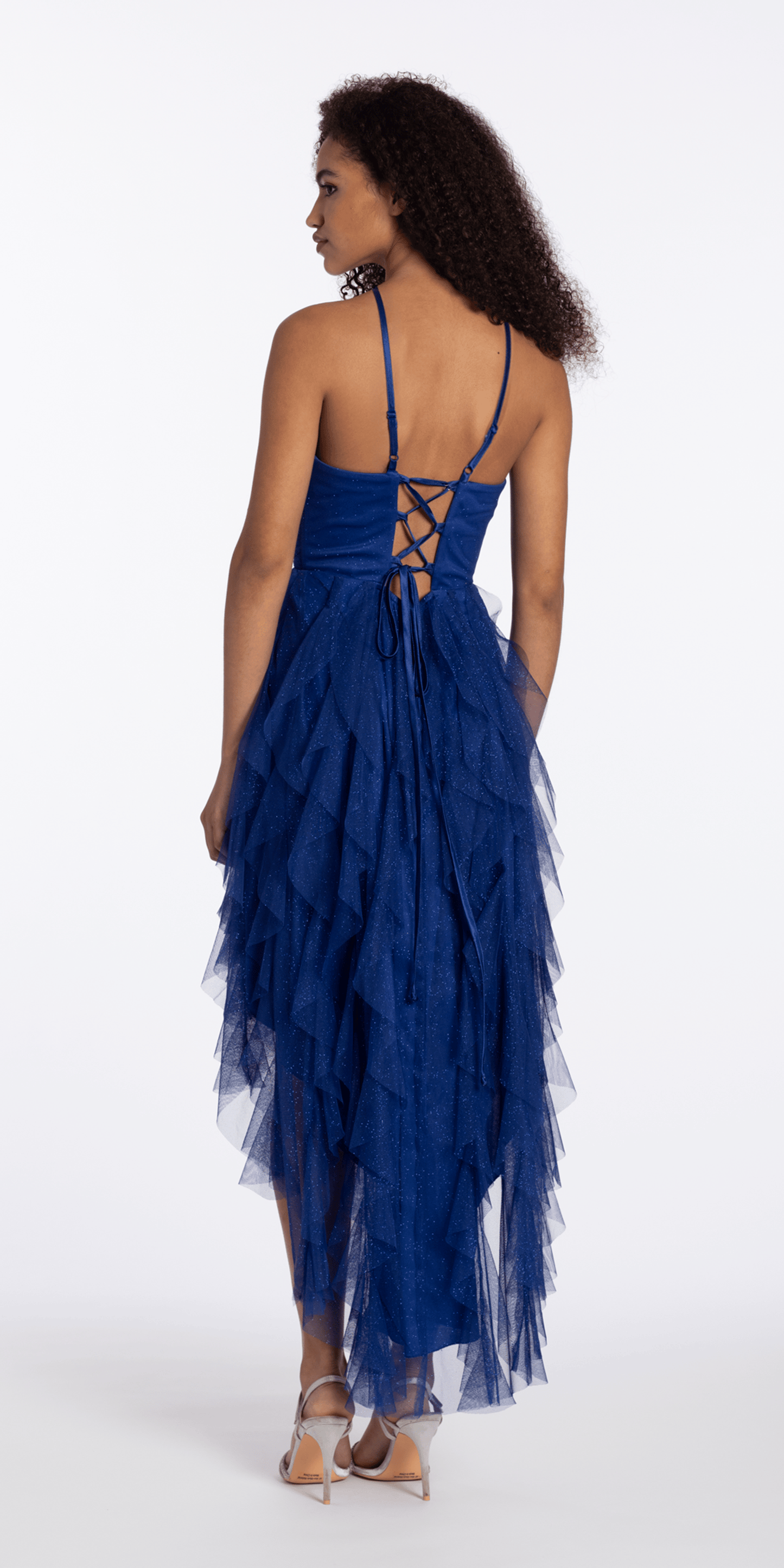 royal-blue/size/4/missy/Camille La Vie/Sweetheart Glitter Mesh Corset High Low Dress/back
