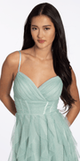 sage/size/4/missy/Camille La Vie/Sweetheart Glitter Mesh Corset High Low Dress/close up alt