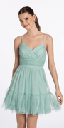 Glitter Mesh Fit and Flare Dress with Ruffle Hem - Camille La Vie