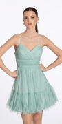 Glitter Mesh Fit and Flare Dress with Ruffle Hem - Camille La Vie