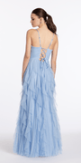 Sweetheart Mesh Pleated Column Dress with Ruffles - Camille La Vie