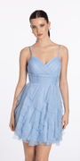 Glitter Mesh Corset Fit and Flare Dress with Tendrils - Camille La Vie