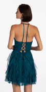 Scoop Neck Glitter Fit and Flare Dress with Tendrils - Camille La Vie