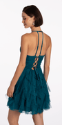 Scoop Neck Glitter Fit and Flare Dress with Tendrils - Camille La Vie