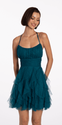 Scoop Neck Glitter Fit and Flare Dress with Tendrils - Camille La Vie
