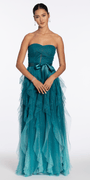 Strapless Glitter Mesh Ombre A Line Dress with Tendrils - Camille La Vie
