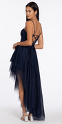 Strappy Back Glitter Mesh Sweetheart Corset High-Low Dress - Camille La Vie