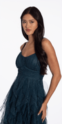 Camille La Vie Strappy Back Glitter Mesh High Low Dress with Tendrils