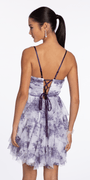 Floral Mesh Scoop Neck Fit and Flare Dress with Tendrils - Camille La Vie