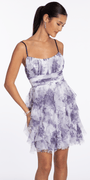 Floral Mesh Scoop Neck Fit and Flare Dress with Tendrils - Camille La Vie