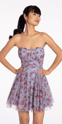 Rose Print Scallop Neck Fit and Flare Dress - Camille La Vie