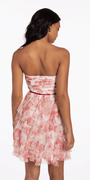 Strapless Floral Mesh Tiered Fit and Flare Dress - Camille La Vie