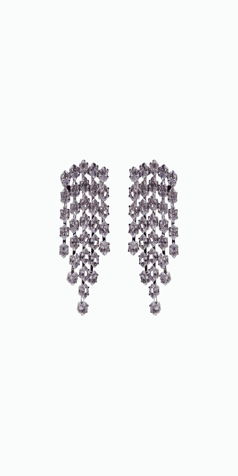  silver/one size/ Camille La Vie/Multi Strand Rhinestone Waterfall Earrings /Camille La Vie/front