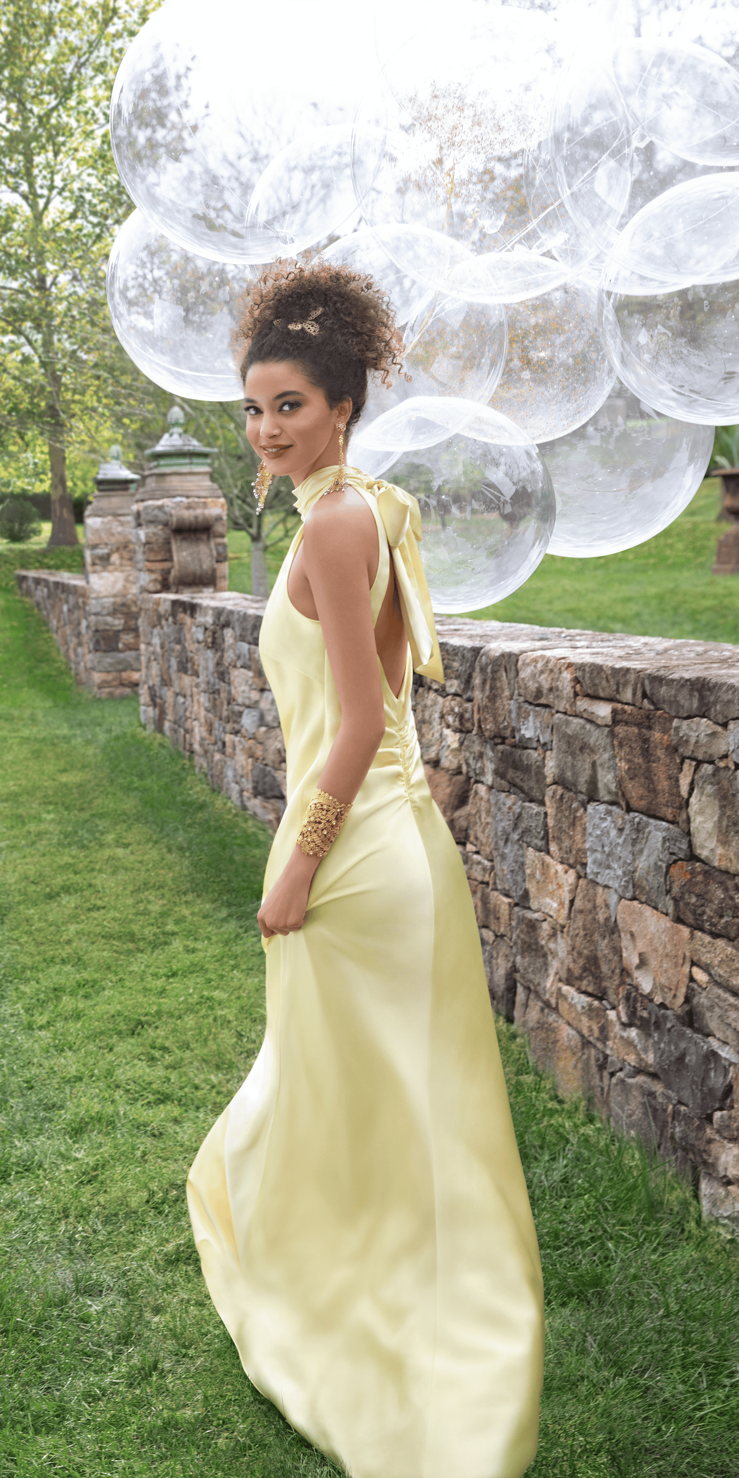 butter/size/4/missy/Camille La Vie/Charmeuse Satin Cutaway Halter Column Dress with Back Ruching /barbra retouched back