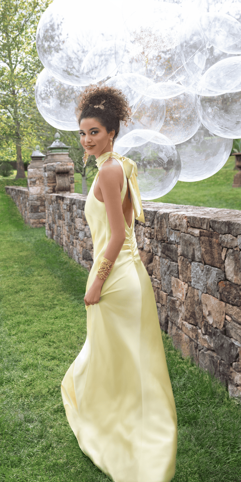 butter/size/4/missy/Camille La Vie/Charmeuse Satin Cutaway Halter Column Dress with Back Ruching /barbra retouched back
