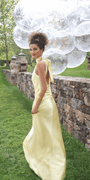 butter/size/4/missy/Camille La Vie/Charmeuse Satin Cutaway Halter Column Dress with Back Ruching /barbra retouched back