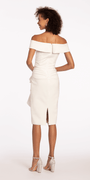 Off the Shoulder Scuba Dress with Side Cascade - Camille La Vie