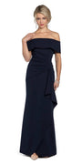 Off the Shoulder Crepe Dress with Side Drape - Camille La Vie