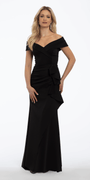 Off the Shoulder Scuba Dress with Side Ruffle - Camille La Vie